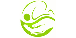 grün weisses Logo, dass eine hand darstellt in der stilisiert ein Mensch zu liegen scheint, im gesamten rund