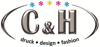Wortmarkte Buchstaben C & H in silber darunter druck design fashion